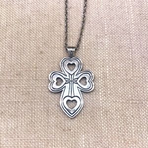 James Avery sterling heart cross pendant and chain